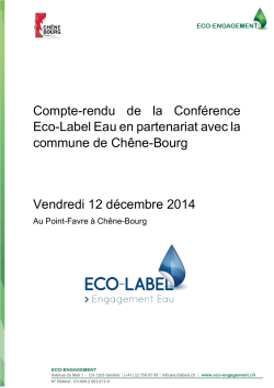 Compte-rendu de la ConfÃ©rence Eco-Label Eau en partenariat avec