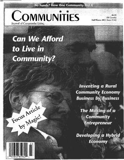 Live in Community? Can We Afford Not To?