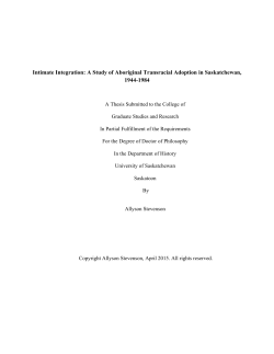 Intimate Integration: A Study of Aboriginal Transracial Adoption in