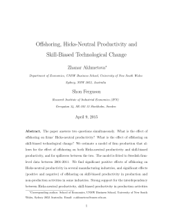 Offshoring, Hicks-Neutral Productivity and Skill