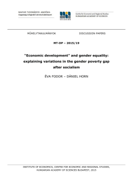 âEconomic developmentâ and gender equality: explaining variations