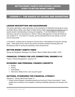 HS Lesson 4 Saving and Budgeting
