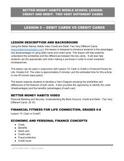 MS Lesson 5 Debt Cards vs. Credit Cards