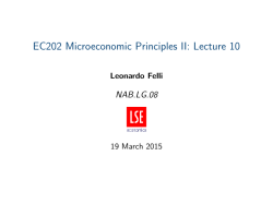 EC202 Microeconomic Principles II: Lecture 10