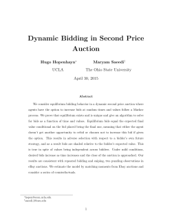 Dynamic Bidding in Second Price Auction