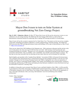 Mayor Don Iveson to turn on Solar System at - Eco