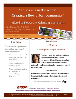âCohousing in Rochester: Creating a New Urban Communityâ