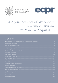 43rd Joint Sessions of Workshops University of Warsaw 29 March