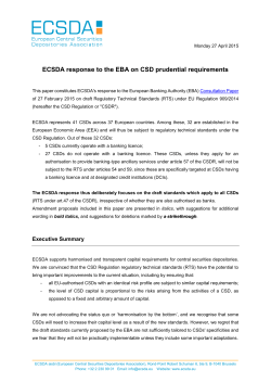 ECSDA response to the EBA on CSD prudential requirements