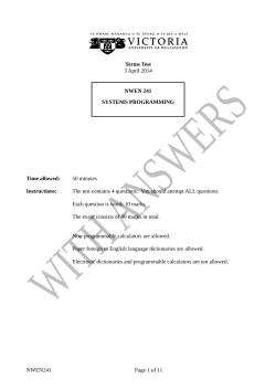 Terms Test 3 April 2014 NWEN 241 SYSTEMS PROGRAMMING