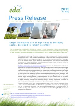 Origin indications are of high value to the dairy sector, but