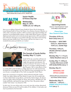 The Sounds of Sandy DeVito Sunday, May 17, 3 p.m. Upcoming