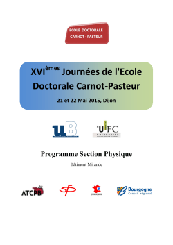 Programme des Physiciens - Ecole Doctorale Carnot Pasteur