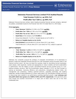 Edelweiss Audited Results FY15 Press Release