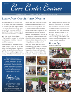 monthly newsletter - Edgerton Care Center