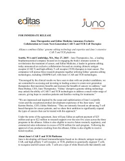 Juno Therapeutics and Editas Medicine Announce Exclusive