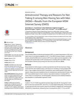 Antiretroviral Therapy and Reasons for Not Taking It among