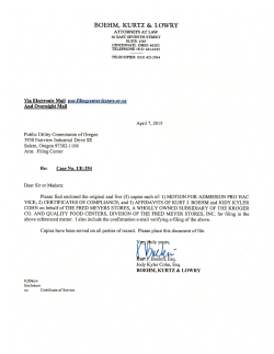 BOEHM, KURTZ & LOWRY - Public Utility Commission