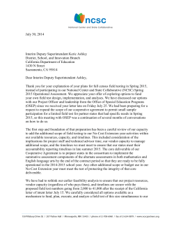 NCSC Letter to then-Interim Deputy Superintendent