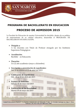 PROCESO DE ADMISION 2015 - facultad de educaciÃ³n