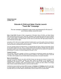 Educate A Child and Qatar Charity Launch "Teach Me" Campaign