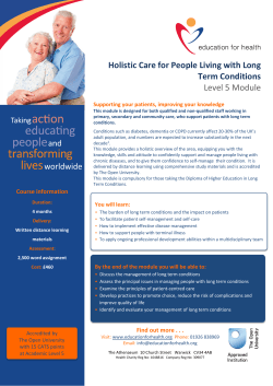 Holistic Care for People Living with Long Term Conditions Level 5