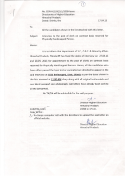 Interview to the post of clerk on contract basis reserved for Physically