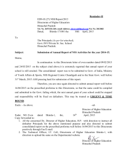 Reminder-II EDN-H (27) NSS/Report/2013 Directorate of Higher