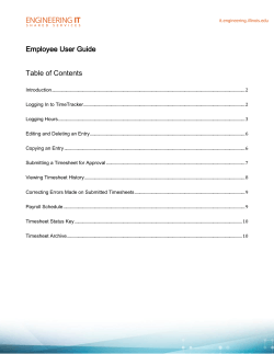 Employee User Guide Table of Contents