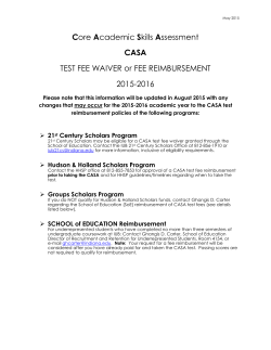 Core Academic Skills Assessment CASA TEST FEE WAIVER or FEE