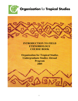 INTRODUCTION TO FIELD ETHNOBIOLOGY COURSE BOOK