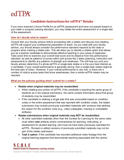 Candidate Instructions for edTPA Retake 2015