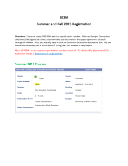 BCBA Summer and Fall 2015 Registration