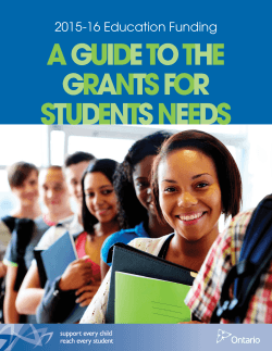 2015-16 Education Funding: A Guide to the Grants for Student Needs