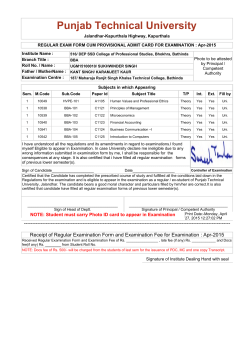 BBA Admit Cards - Punjab Technical University