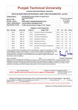 MBA Admit Cards - Punjab Technical University