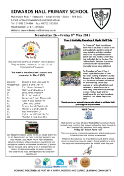Newsletter 08.05.15 - Edwards Hall Primary School
