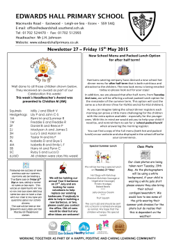 Newsletter 15.05.15 - Edwards Hall Primary School