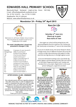Newsletter 24.04.15 - Edwards Hall Primary School