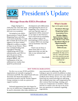 EEEA President Update Spring 2015