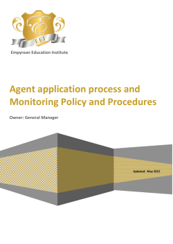 Agent application process and Monitoring Policy and Procedures
