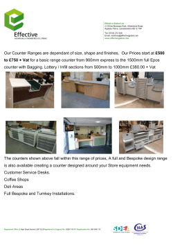 Our Counter Ranges are dependant of size, shape and finishes. Our