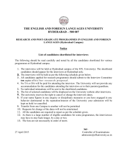 Shortlisted Candidates for Interviews