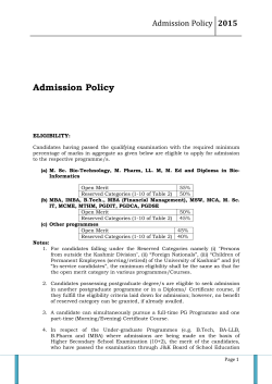 Admission Policy - University of Kashmir
