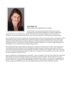 Anne Wilde, J.D. Human Resources Legal Advisor & Leader