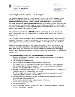 2015 iHEAL Community Research Associate Job Description