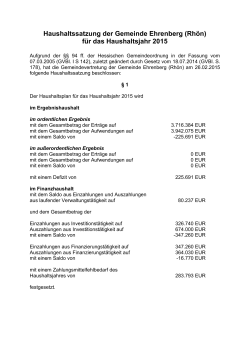 Haushaltssatzung der Gemeinde Ehrenberg (RhÃ¶n)