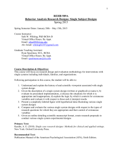 REHB 509A Behavior Analysis Research Designs: Single Subject