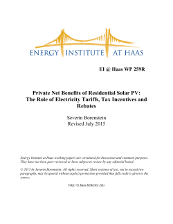 The Private Net Benefits of Residential Solar PV: And Who Gets Them