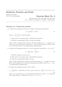 Relativity, Particles and Fields Exercise Sheet No. 3